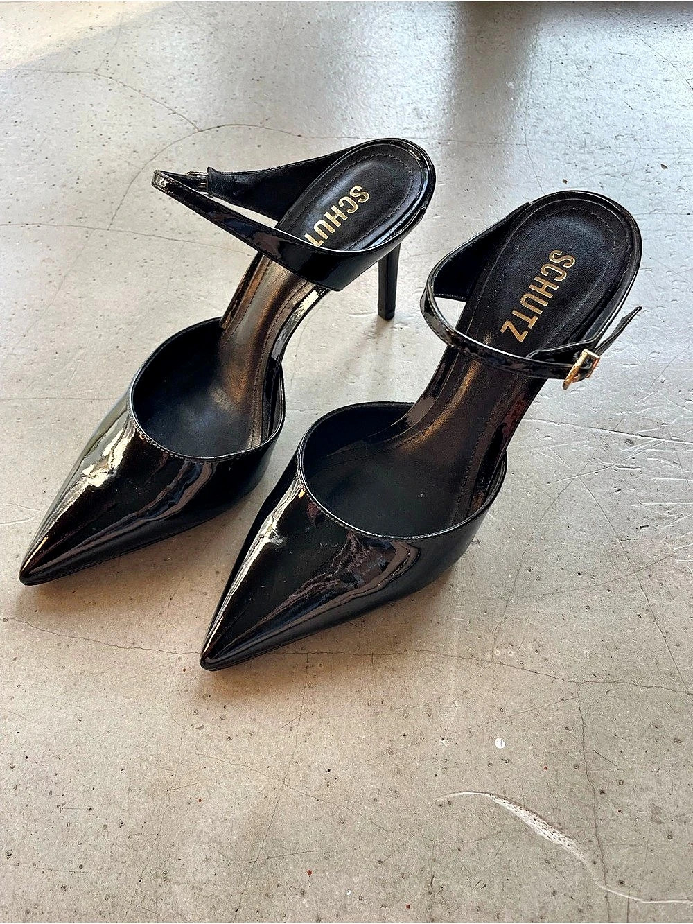 Schutz Laura Patent Buckle Mule Pumps